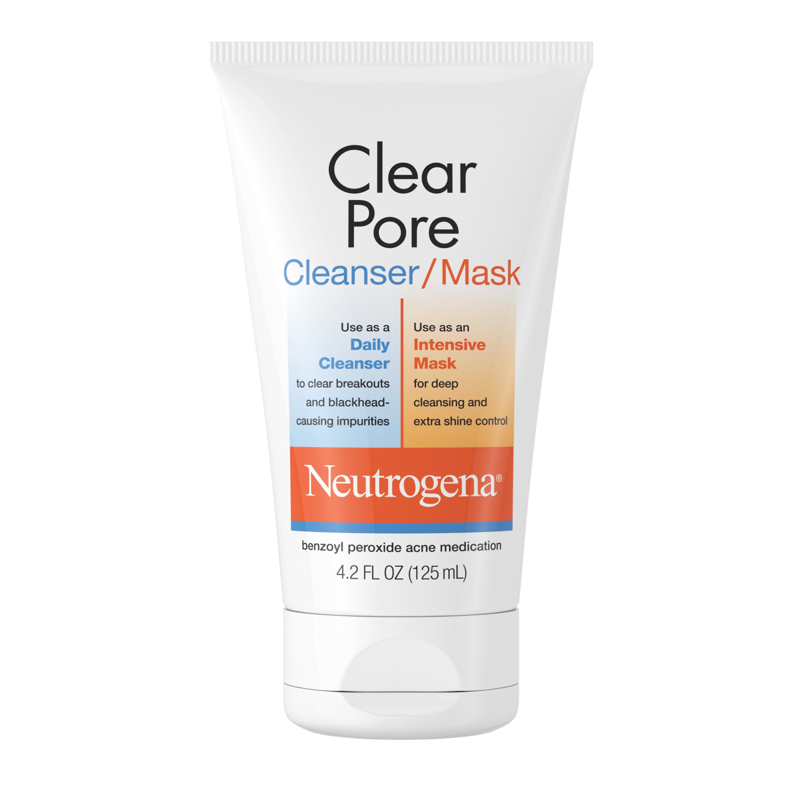 View 1 of *Exp 06/2027* Neutrogena Clear Pore 2 in 1 Facial Cleanser/Face Mask with Kaolin & Bentonite Clay & 3.5% Benzoyl Peroxide Acne Treatment Medication, Daily Face Wash & Shine Control Clay Mask, 4.2 fl. oz, 3 Pack