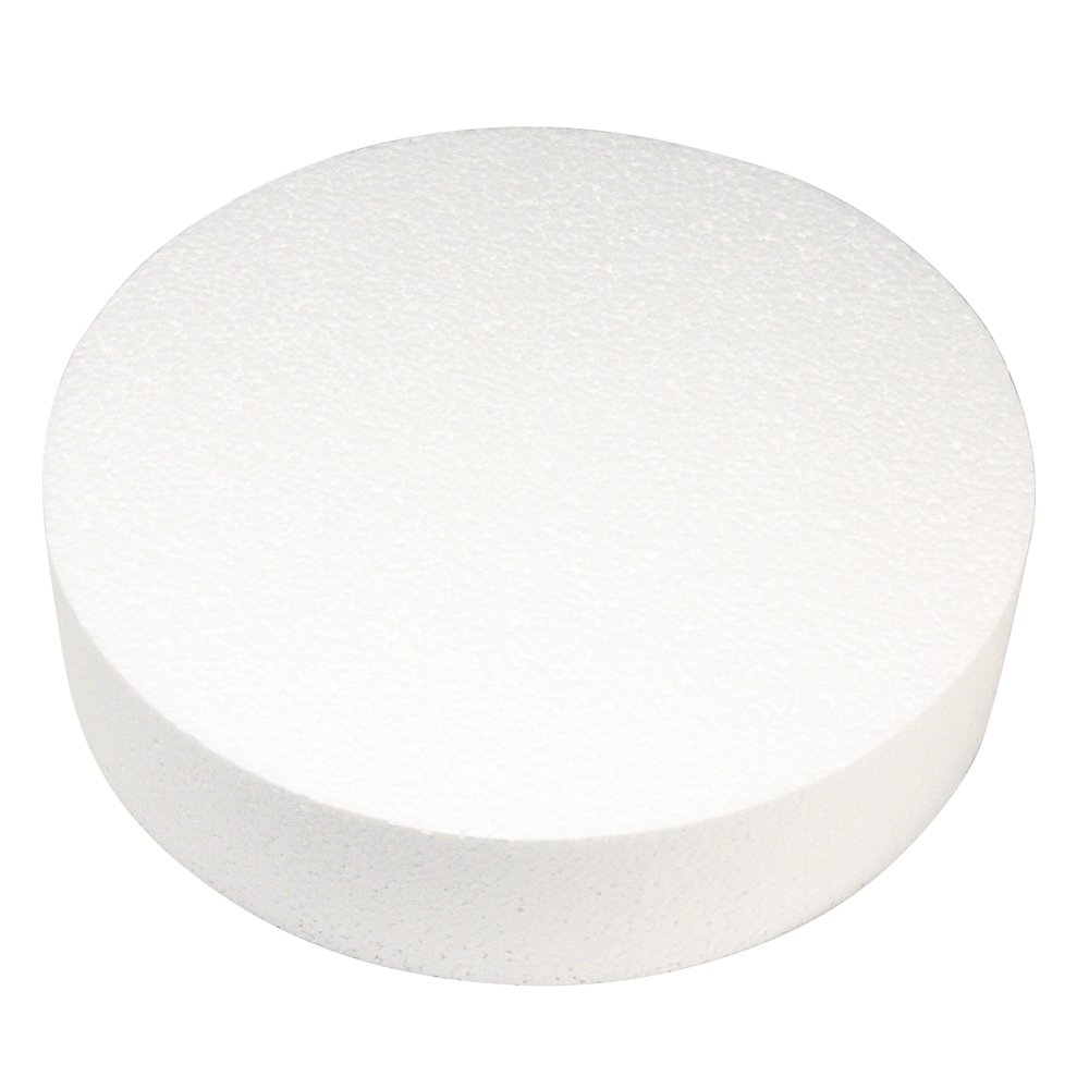 Rayher 3000700 Round Polystyrene Cake Dummy with Straight Edges, Straight Edged Disk for Arts and Crafts, Diameter 30 cm, Height 7 cm