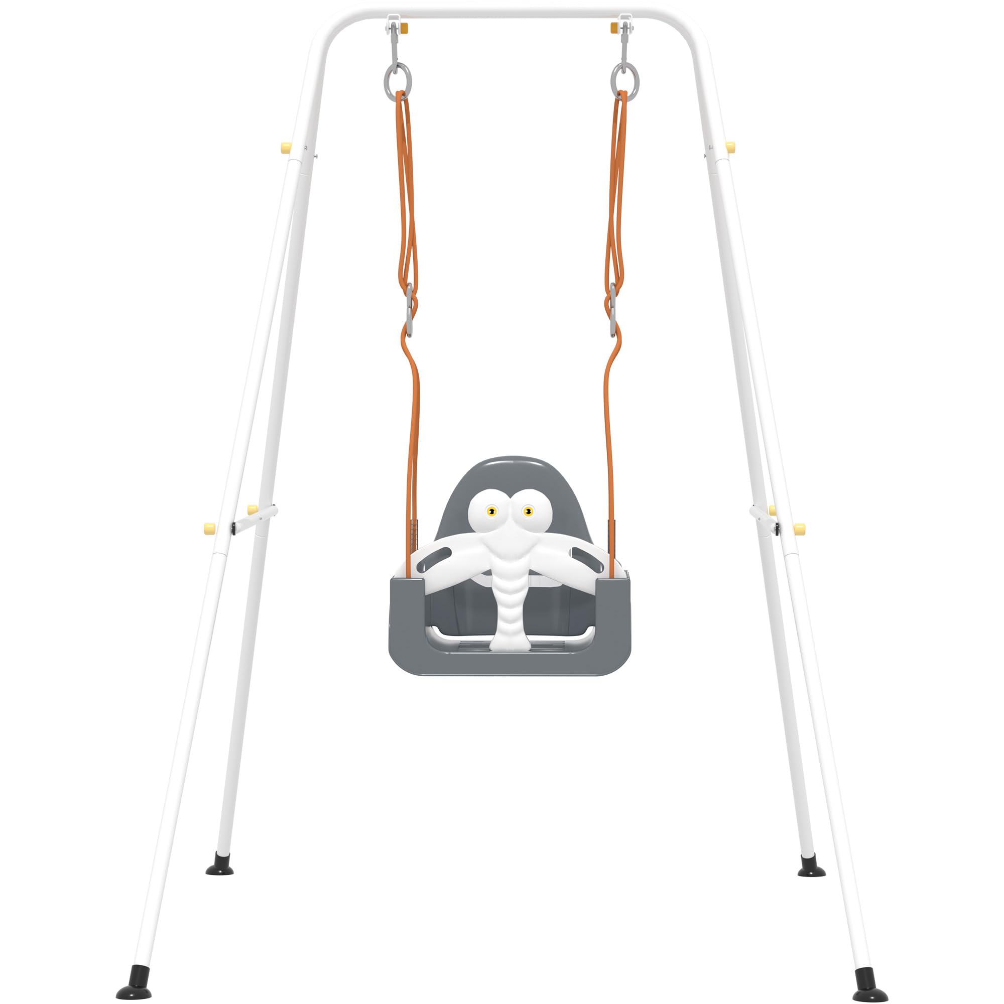 Photo 1 of ****Legs missing***HAPPYMATY 3-in-1 Toddler Swing Set, Baby Swing with Safety Belt, Indoor/Outdoor, Easy to Assemble Kids Swing Seat with Sturdy Metal Stand for Playground, Backyard and Nursery, Gray White