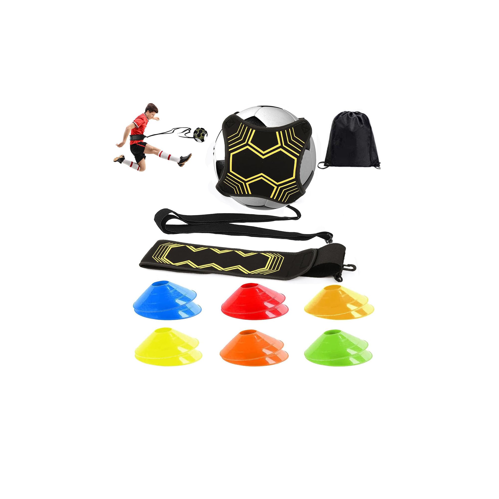 xuntuo Football Kick Trainer Soccer Training Football Training Equipment Hands Free Solo Practice
