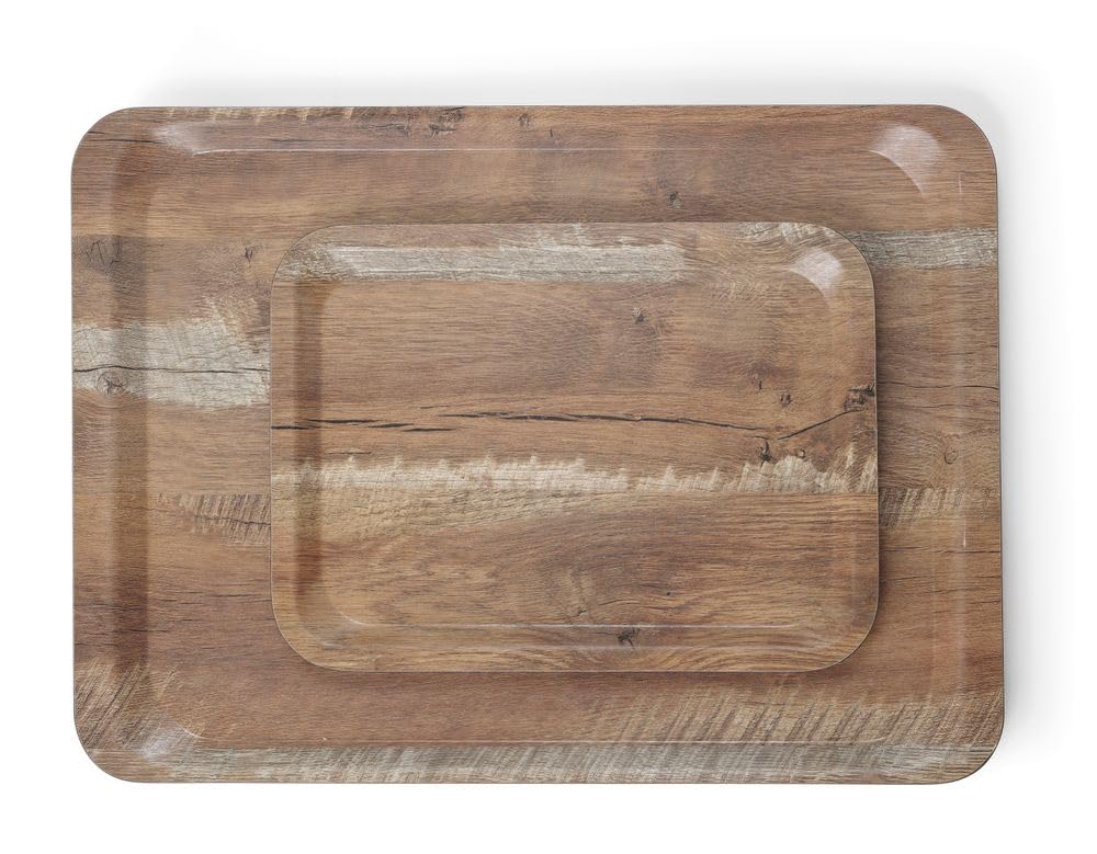 HENDI Melamine serving tray with wood print, wooddark, 240x350 mm
