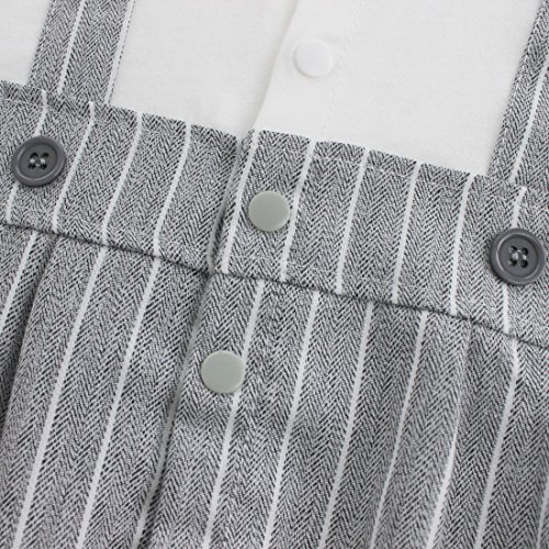 FEESHOW Baby Boys' Cotton Gentleman Romper Vest with Bowtie Outfit Set Gray 3-6 Months