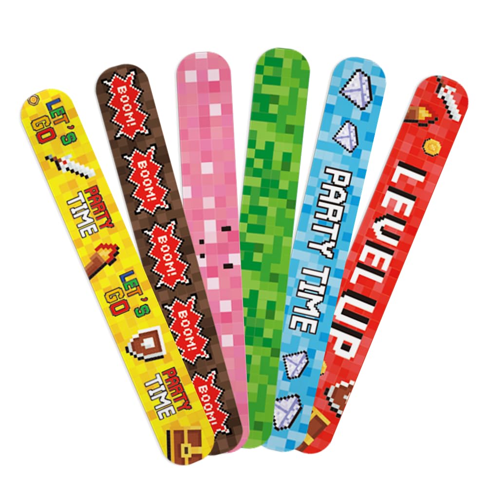 Photo 1 of Pixel Party Favor Slap Bracelets 24 PCS Goodie Bag Stuffers Exchanging Gifts Classroom Prizes