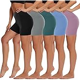 5 Pack Biker Shorts Women - 5"/8" High Waist Spandex Workout Yoga Running Athletic