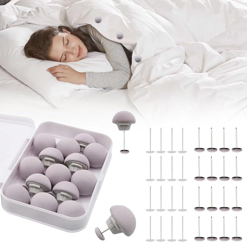 MQUPIN Quilt Fixing Clip 16 Duvet Clips Round Mushroom Attachment Grey