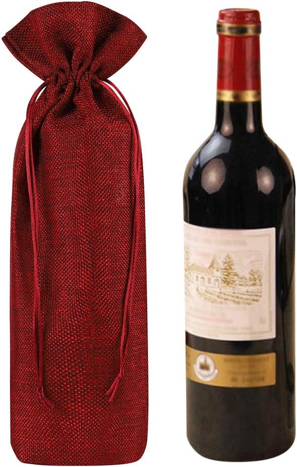 10Pcs Wine Bottle Gift Bags Paper Champagne Bag Double Single Wine Bottle Carrier Bags Party Tote Bags with Strong Rope Handles for Wine Present Wedding/Birthday/Christmas Party Favors