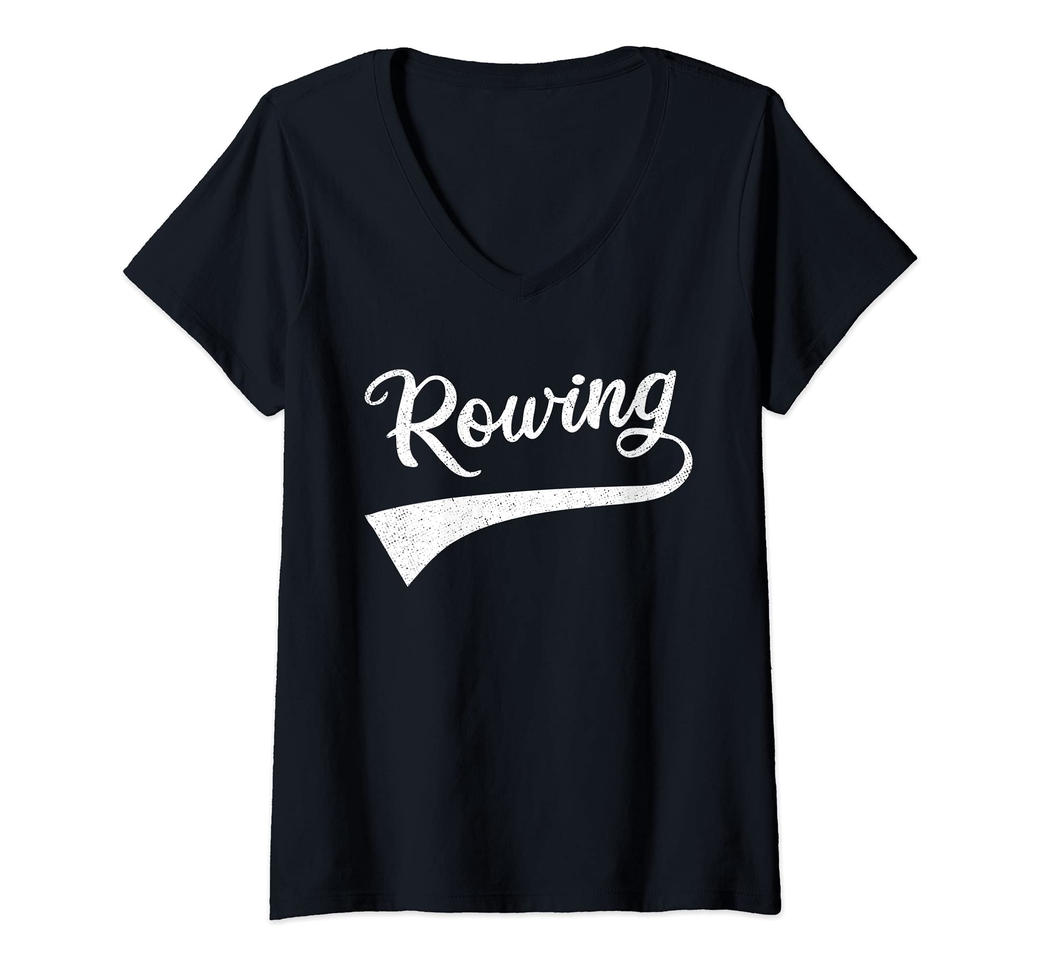 Womens Rowing Logo Rower Paddler Water Sport Kayaking Canoue Paddle V-Neck T-Shirt