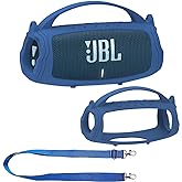 JCHPINE Silicone Cover Case for JBL Charge 5 Portable Bluetooth Speaker, Protective Skin Holder for JBL Charge 5 Speaker Accessories (Blue Case, NOT Fit Wi-Fi Version)