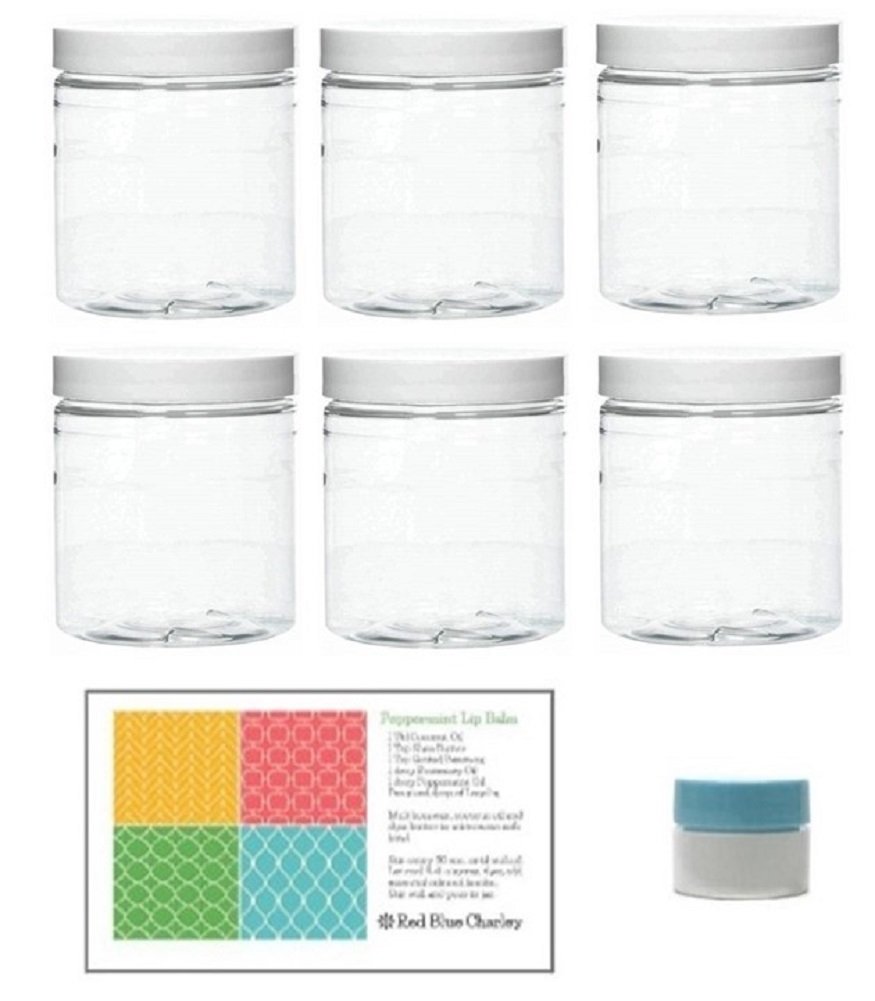 Clear 2 oz Plastic Jars with White Lids (6 pk) with Balm