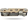 KEYTEC Compact Key Organizer (12-16 Keys) - Premium Key Holder with Built-in Tools - Bottle Opener/Phone Stand - Gold Frame Plus Anti Loosening Washer - Great Gift (Gold)