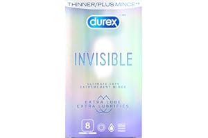 Durex Quality Condoms, Invisible Thin Extra Smooth Lubricated, 8 Count "Packaging May Vary"