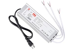 LY LIU YUN LED Driver 300 Watts (100W X3) 25A Waterproof IP67 Power Transformer Adapter 90-265V AC to 12V DC Low Voltage Output, With 3-Pin Plug 3.3 Ft Cable for Lighting Outdoor Light and Any 12V DC