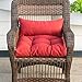 QILLOWAY Outdoor Patio Wicker Seat Cushions Group Loveseat/Two U-Shape/Two Lumbar Pillows for Patio Furniture,Wicker Loveseat,Bench,Porch,Settee of 5 (RED)