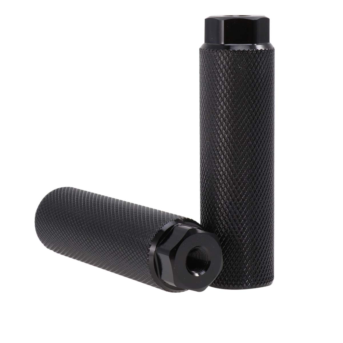 2pcs Alloy Pegs Anti-Skid Pegs for BMX Mountain Bike Cycling Rear Stunt Pegs with Big Hole (Black)