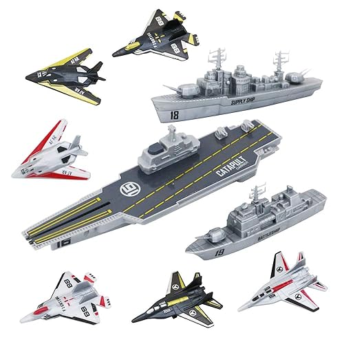 deAO Aircraft Carrier Toy Military Naval Ship Play Set with Small Scale  Planes Toy, Supply Ship,Great Battleship Toys Army Men Toys for Boys Girls 