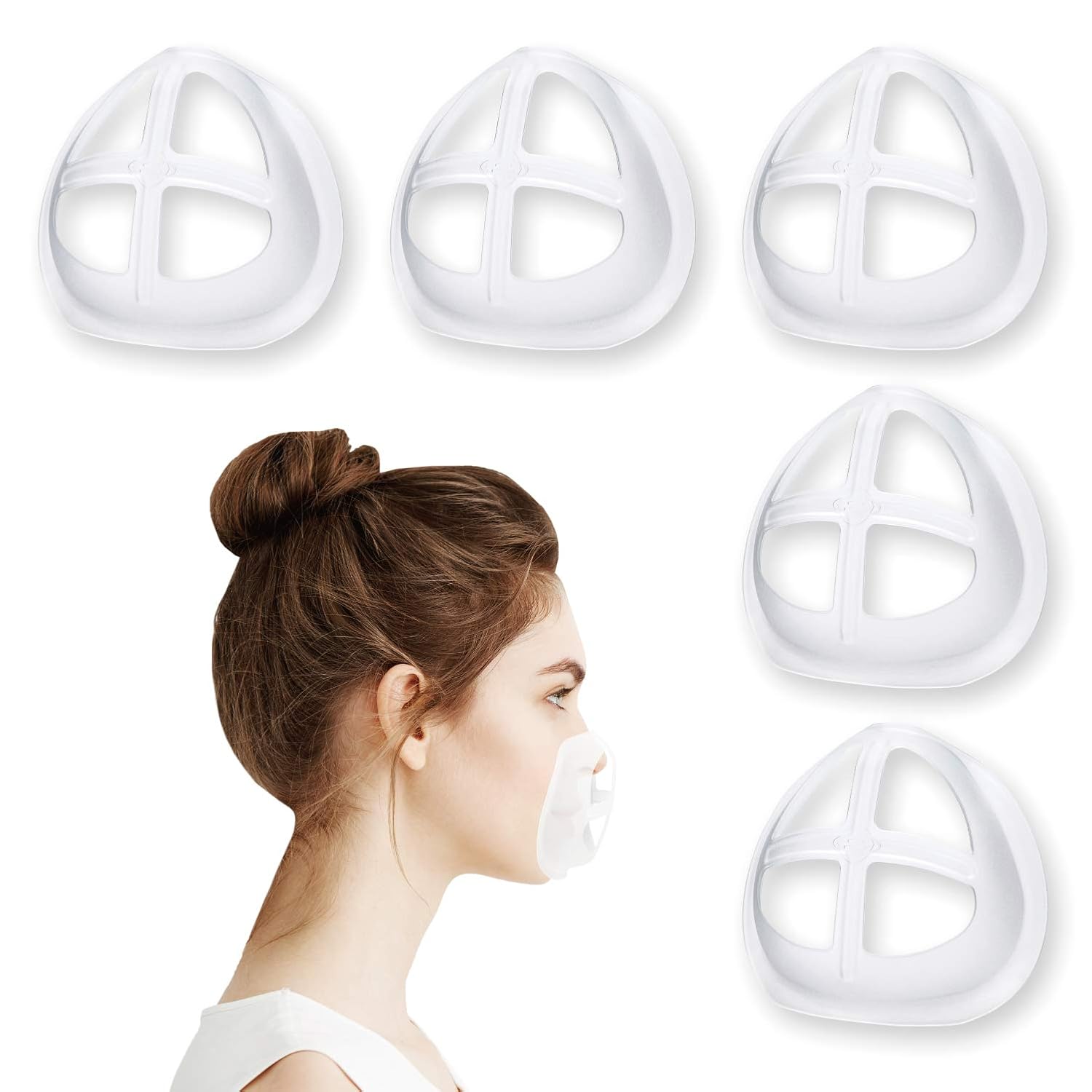 Silicone Mask Bracket for Cloth Mask Inner Support Frame Face Mask Cage Insert to Keep Off Face Cool Mask Spacer for Breathing Mask Hack DIY Accessories, 5pcs: Beauty