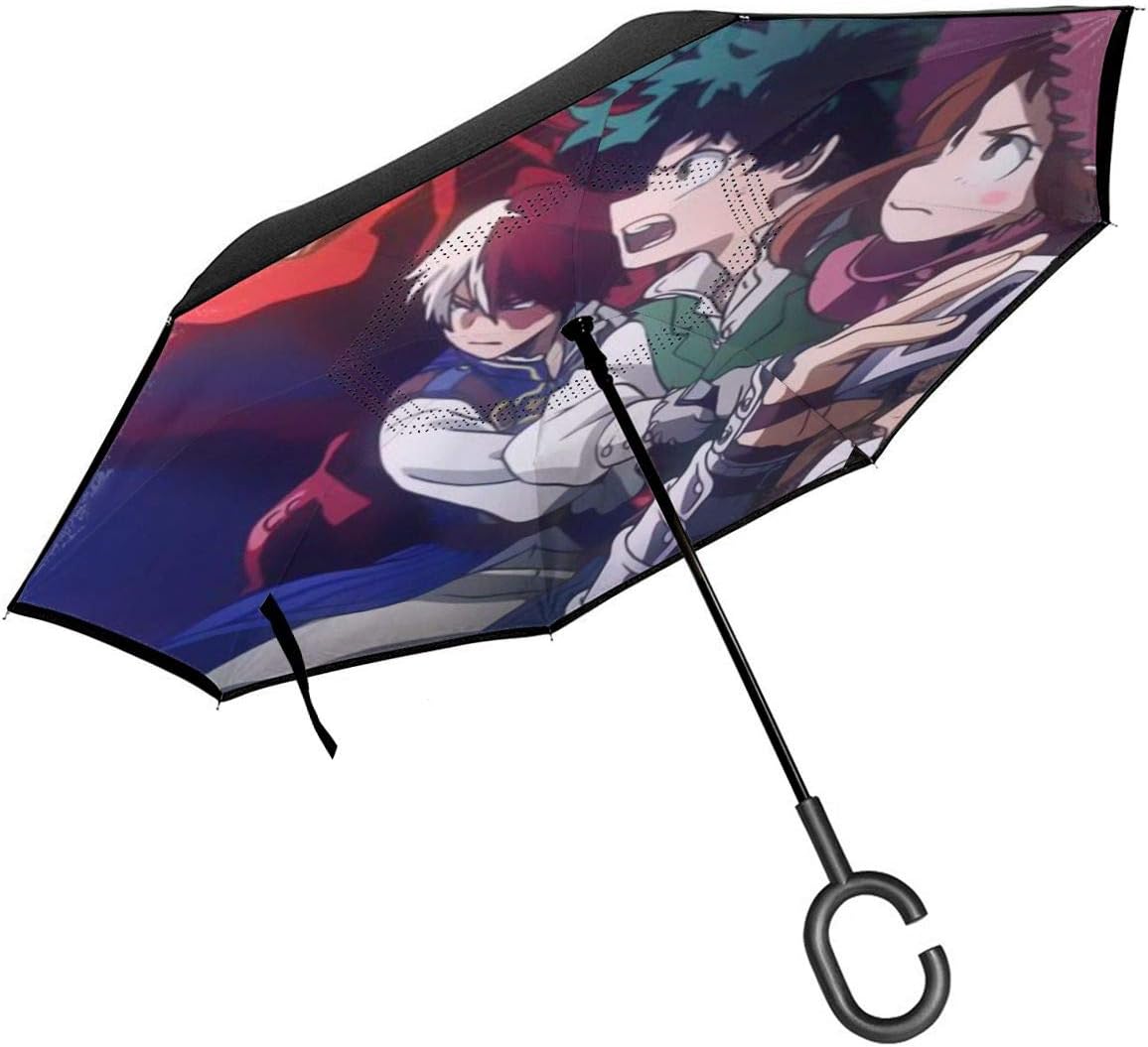 Clothing Shoes Jewelry Fashion Montibello Com Japan Anime My Hero Academia Car Reverse Umbrella With C Shaped Handle Uv Protection Inverted Folding Umbrellas Windproof And Rainproof Double Folding Inverted Umbrella