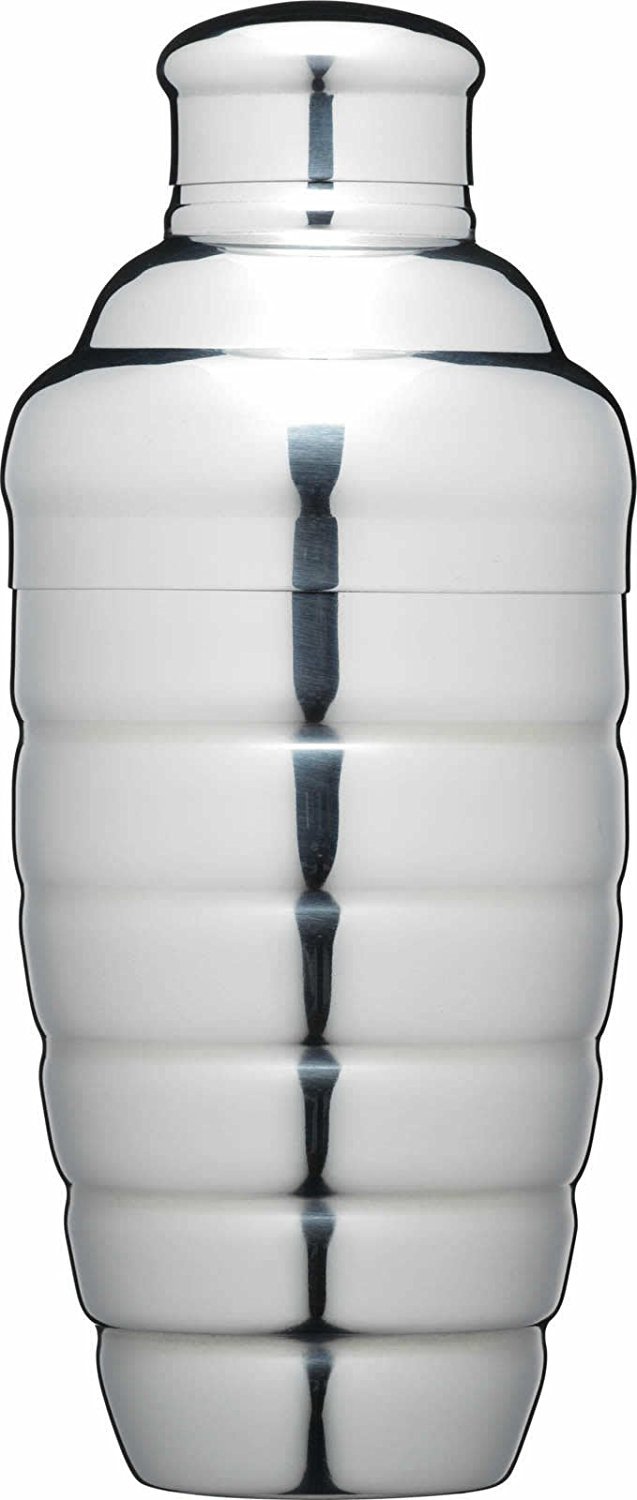 BarCraft Art Deco Cocktail Shaker with Recipes in Gift Box, Stainless Steel - Easy Grip, 500 ml