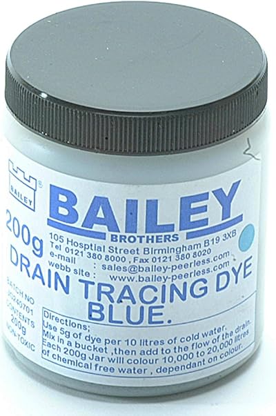 Bailey 1992 Blue Drain Tracing Dye 8oz 200g Water Flow Locator Pipe Test