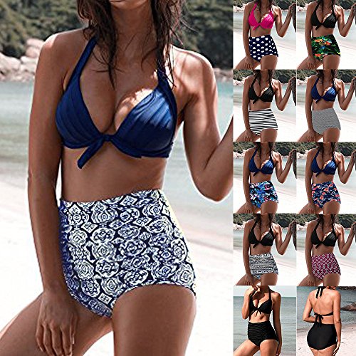 MILIMIEYIK Blouse Tankini Swimsuits for Women Tummy Control Bikini Set High Waist Bottom Flounce Swimsuit Bathing Suit Green