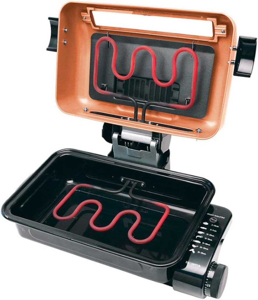 review Kitchen Flower Cookin Multi Roaster Electric Fish Grill Heating Non-Stick Separable Cleaning Barbecue Cooking Sided Flame KEF-410 220V