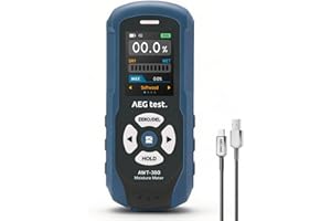 AEGTEST AWT-380 Rechargeable Pinless Moisture Meter for Wood, Drywall & Masonry, Wood Moisture Meter with Color Display, Adju