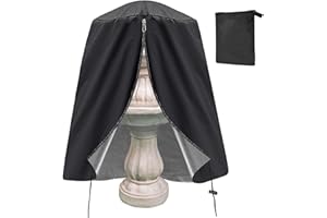 APIPI 48"D x 68"H Fountain Cover - Weatherproof Garden Fountain Statue Protective Cover with Zipper & Drawstring, 420D Oxford Cloth for Winter Outdoor Patio Garden