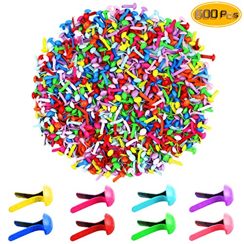 Yexpress 600 Pcs Colorful Mini Brads,Metal Brad Paper Fastener for Scrapbooking Craft DIY Paper, Random Colors - Thumbnail 6