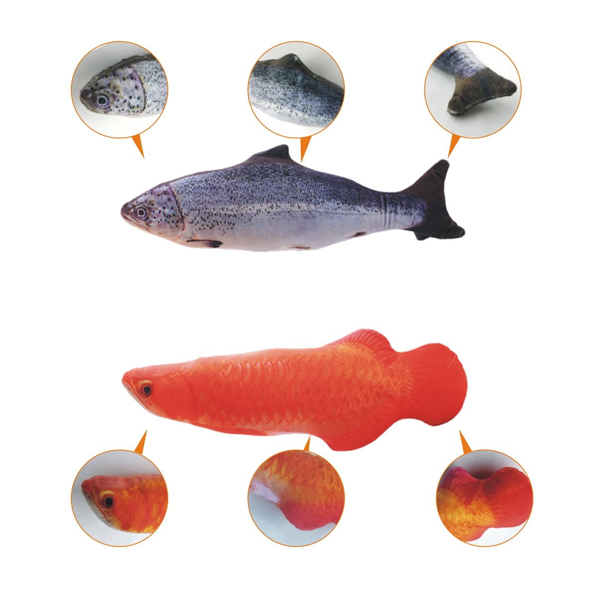 BESROY Cat Toys,Catnip Simulated Fluffy Fish,Artificial Fish Toy For