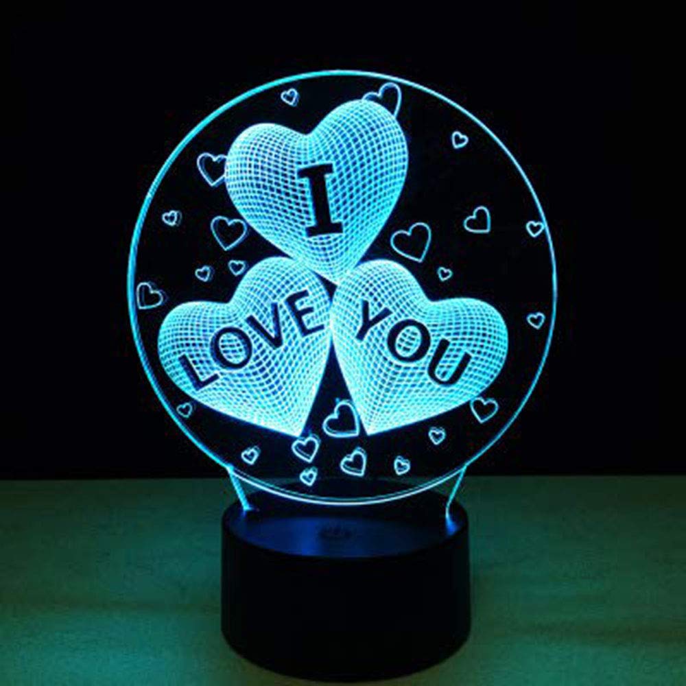 ZYTC 7 Color I Love You Night Lights Gifts for Kids Women Mom Girls Smart Touch & Remote Control 3D Illusion Lamp Romantic Love Light Children Led Desk Lamps