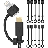 Cozy Silicone Charging Cable Keeper and Adapter Tether, Secure Black Cord Holders Compatible with Micro USB, Apple Pencil Components, Keychain, Car, Travel, 10-Pack