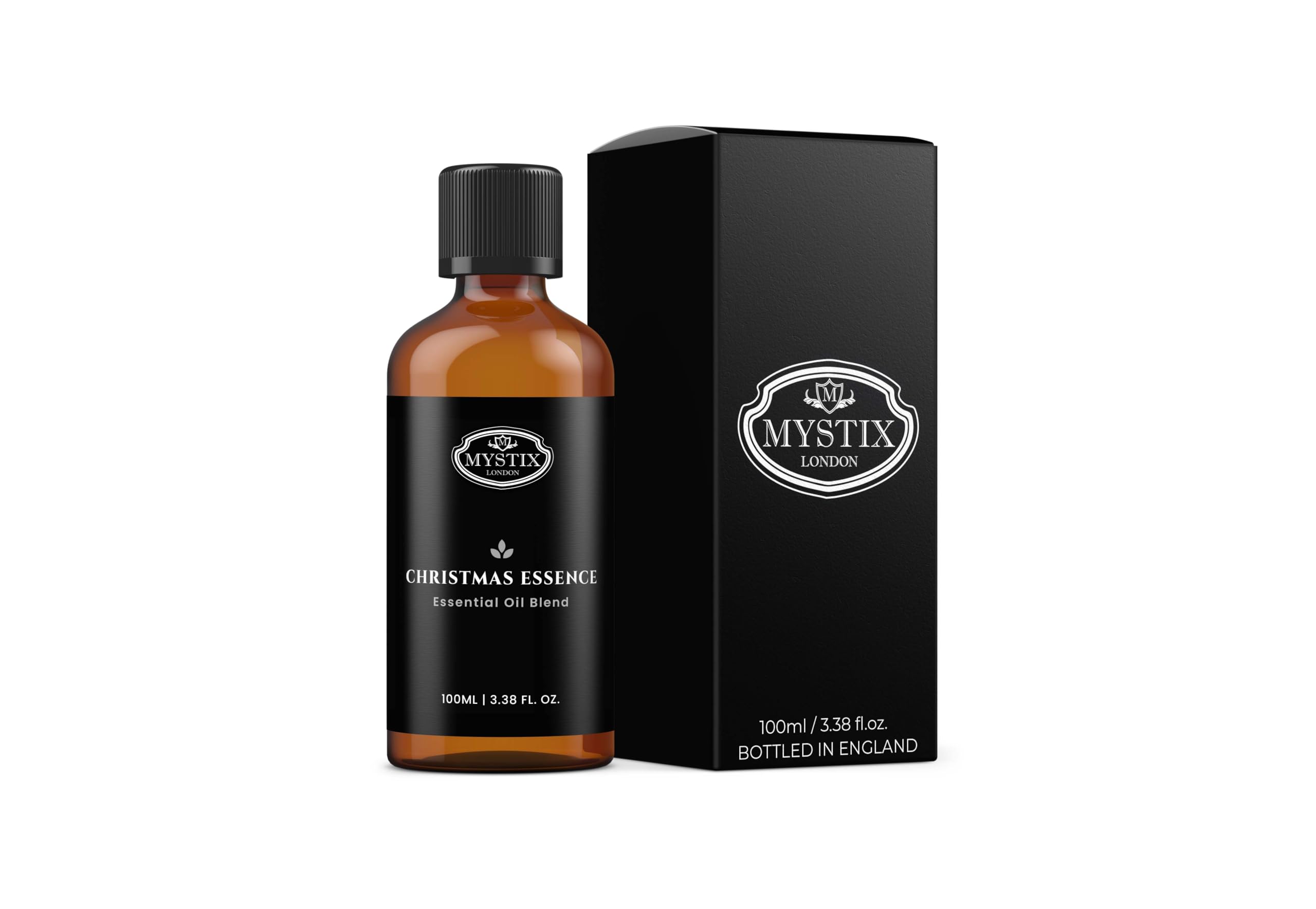 Mystix London | Christmas Essence Essential Oil Blend 100ml | Cedarwood | Cassia | Clove | Nutmeg | Pine | Lemon | Orange | Peppermint | Festive Spiced Citrus Aromatherapy Oil | Vegan, GMO Free