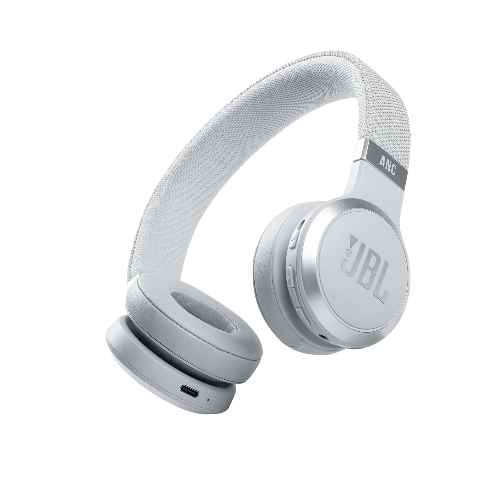JBL LIVE 460 NC, Cuffie On-Ear Wireless Bluetooth con Cancellazione Adattiva del Rumore, Cuffia Pieghevole Senza Fili per Musica, Chiamate e Sport, Fino a 50h di Autonomia, Bianco