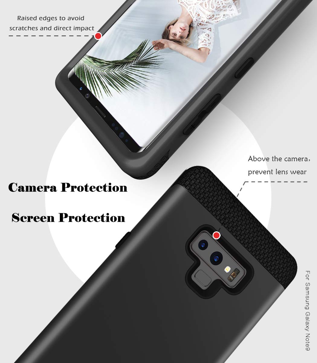 SHUANGFANG Samsung Galaxy Note 9 Protective Case,Defender Full Body Protection Rugged case Galaxy Note 9 (2018) (Note9 H Black)