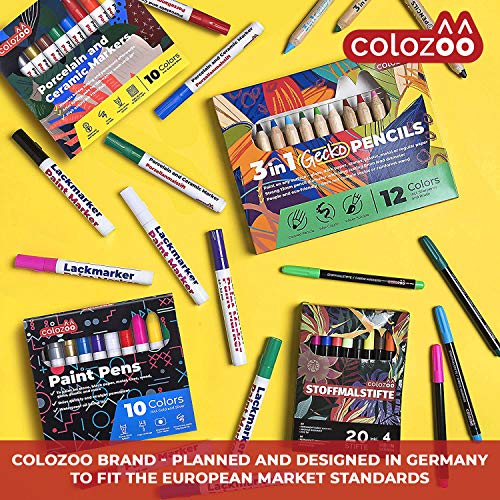 Colozoo Porcelain Markers Dishwasher Safe 10 Bright Colors Ceramic