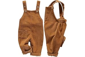 Mornyray Toddler Boy Girl Soft Corduroy Suspender Pants Kids Overalls Loose Retro