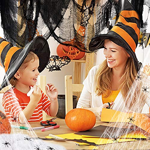 VGOODALL Halloween Spinnennetz Deko Set, Schwarz Spitze Spinnweben Dekoration mit 30 Spinnen für Karneval Halloween Kamin Fenster Tisch Tür Dekostoff