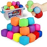 Stress Cubes Stress Balls 24Pack– Mini Bulk Sensory Fidget Toys Squishies Balls for Kids Adults Squishies, Party Favors & Anxiety Relief – Slow Rising, Non-Toxic Desk Toys for Classrooms