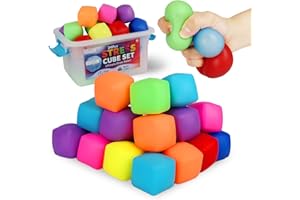 Mini Stress Cubes – Bulk Sensory Fidget Toys Squishy Stress Balls, Squishies for Classrooms, Party Favors & Anxiety Relief – 