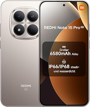 XIAOMI Redmi Note 15 Pro 5G Smartphone (12 + 512 GB) - 6580 mAh Battery, IP66/IP68 Dust and Water Protection, 200 MP Camera, 6.83 Inch AMOLED Display, Titanium