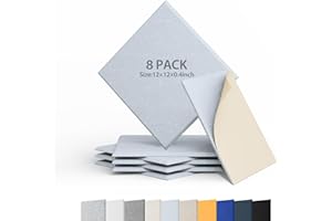 Berlai 8 Pack Acoustic Panels Self Adhesive Sound Proof Foam Panels, 12x12x0.4" High Density Sound Absorbing Panels, Square Acoustic Tiles for Recording Studio Home Theater Office Room(Premium Grey)
