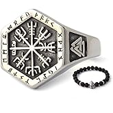 BAVIPOWER Vegvisir The Viking Runic Compass Ring with Celtic Knot 316L Stainless Steel Norse Scandinavian Viking Jewelry