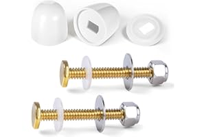 FDCZEYXIOR 2 PCS Toilet Floor Bolts and Caps Closet, Universal Toilet Bowl to Floors Bolt Kits Stainless Steel Toilets Fixing Bolts and Nuts Set Toilets Closet Bolt Set with Washers and Cover Cap Decorative
