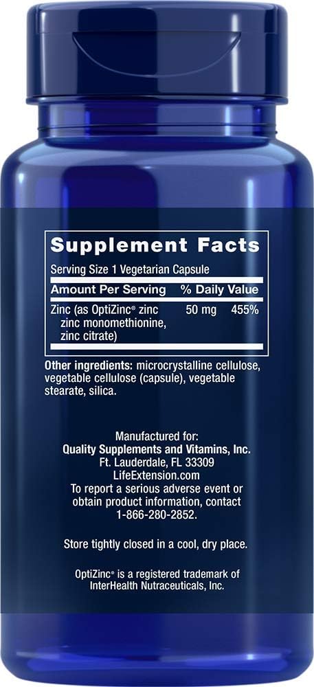 Life Extension Zinc Caps 50 Mg (High Potency) 90 Vegetarian Capsules: Health & Personal Care