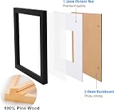 EGOFINE 8x6 Photo Frame Set of 4 Solid Wood Black with Mat 4x6 view 6