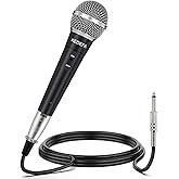 KEDEFA KM58 Handheld Wired Karaoke Microphone, Cardioid Dynamic Vocal Mic with 13.12ft Detachable XLR Audio Cable and ON/Off Switch, for Karaoke Singing Machine, Speaker