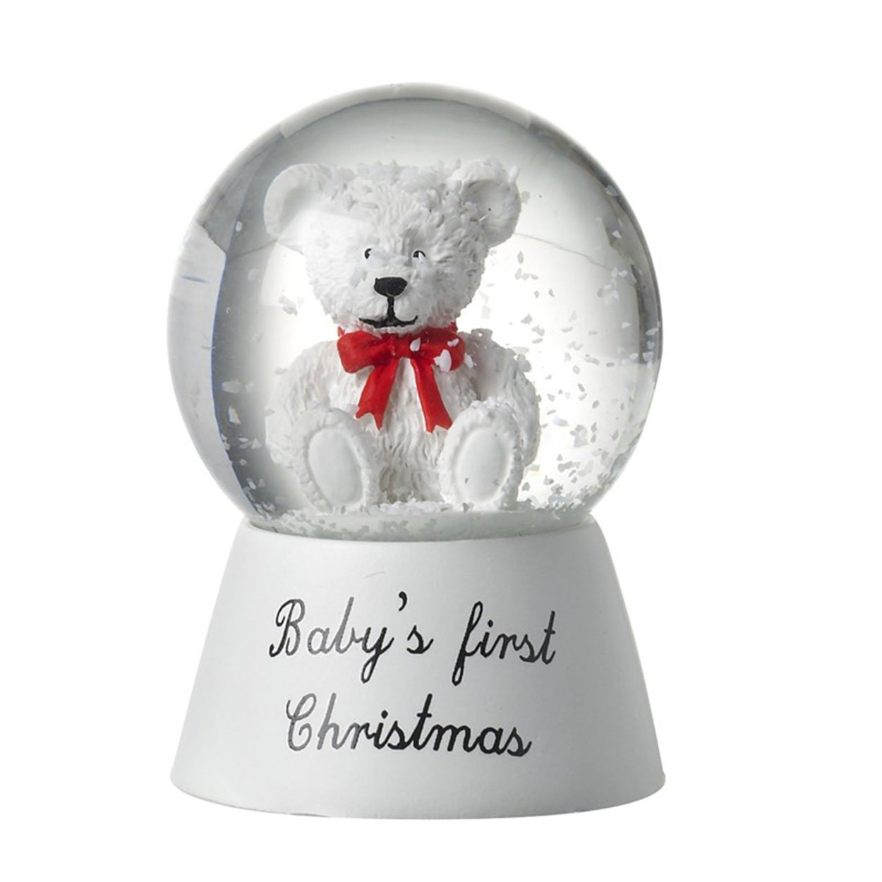 Baby's 1st Christmas Snow Globe with White Teddy (6cm)