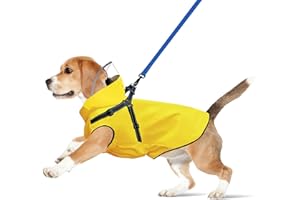 BSEMAX Dog Raincoat: Dog Rain Jacket with Reflective Harness & Removable Hood | Waterproof Dogs Rain Coat Poncho for Large Medium Small Dogs Puppies (Yellow - M)