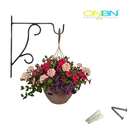 ONBN Planter Wall Brackets for Hanging Plants, Planter Wall Decorative,planters Wall Mounted Hanging,Wall Planter Hook with Fitting Accessories (Shining Black Color)