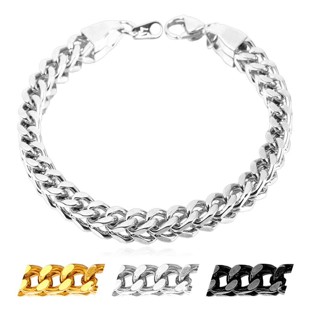 U7 Stainless Steel Bracelet Hand Chain Mens Bracelet Cuban Link Cool Bracelets for Men